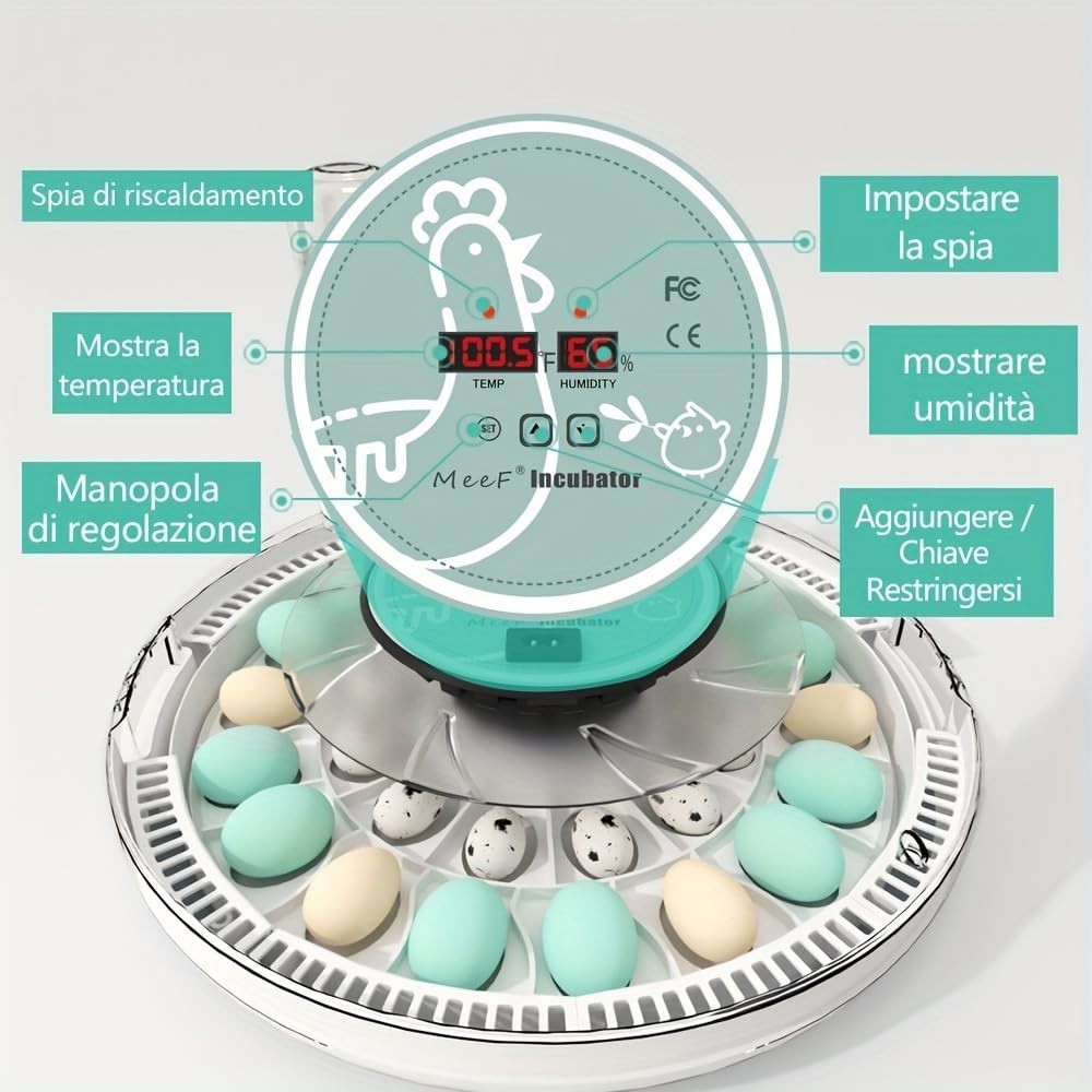 Egg Incubator for Hatching 28 Eggs, Auto Flip, Independent Atomizing Humidifier,