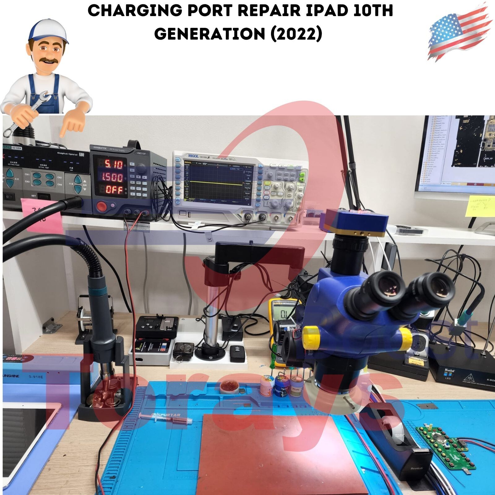 iPad 10th Charging Port Repair - Replacement- Fully Assembled Service  USA