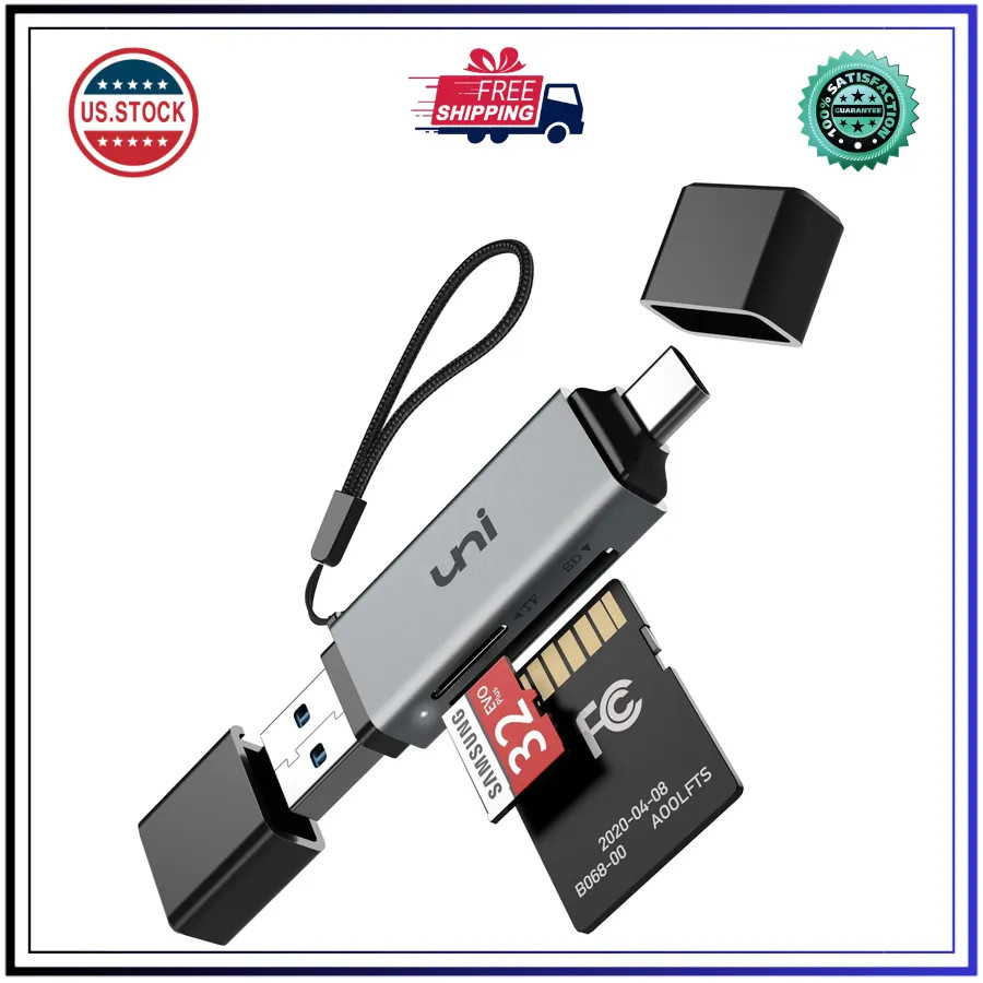 uni USB C to SD Micro SD Card Reader USB 3.0 Dual Slot Adapter for MacBook La...