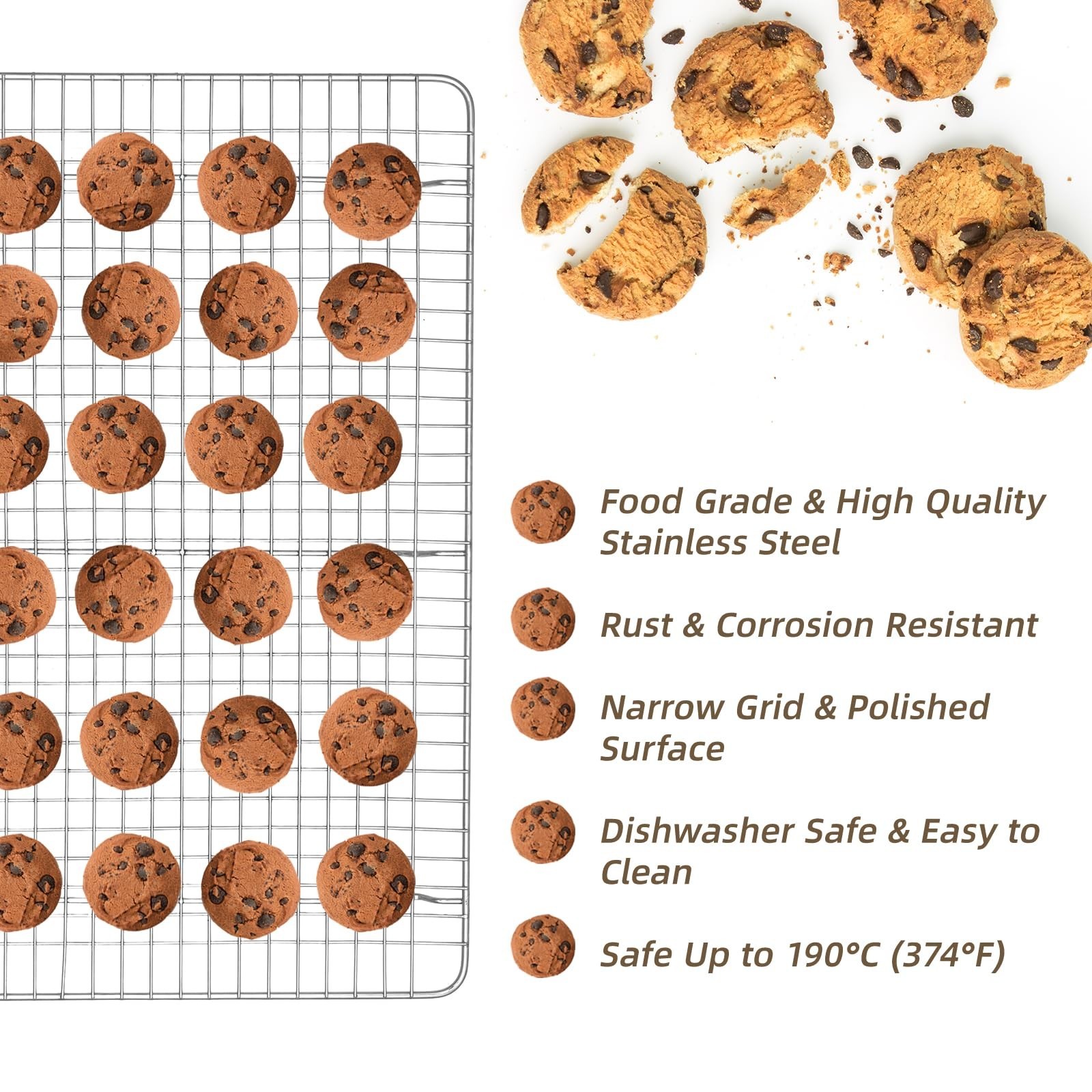 Pleafind 3 PCS Silver Stackable Cooling Rack -16 x 10 Inch Wire Rack, Heavy D...