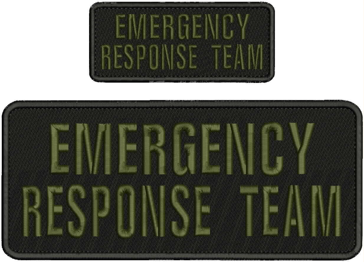 EMERGENCY RESPONSE TEAM embroidery PACHES 4X10 2x5 hook on back  OD GREEN