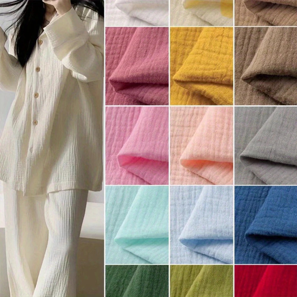Wrinkle Double Layer Gauze Cotton Material Quilting Sewing Craft Fabric Table Ru