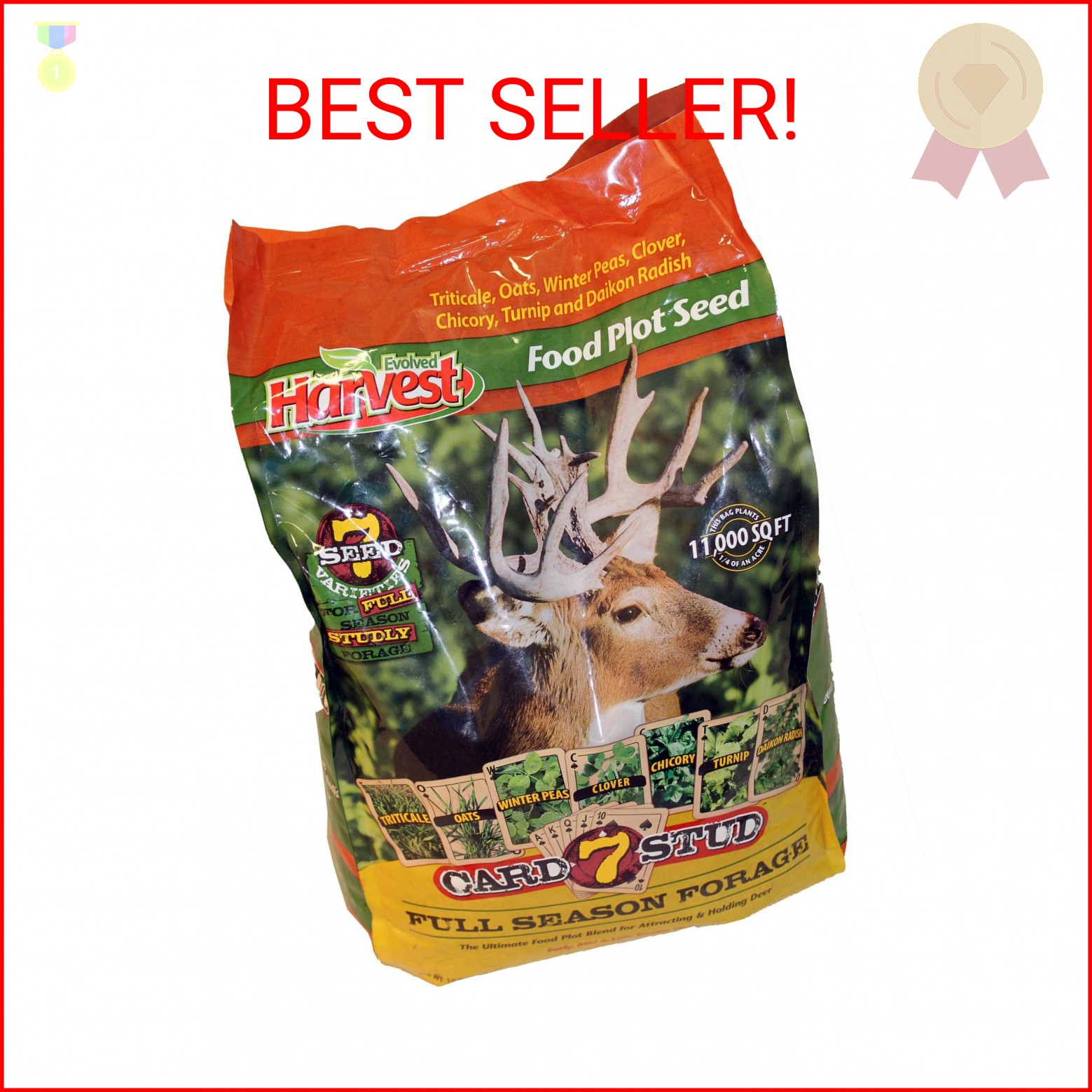 EVOLVED HARVEST 7 Card Stud Adaptive Food Plot Seed - Full Season High-Protein &