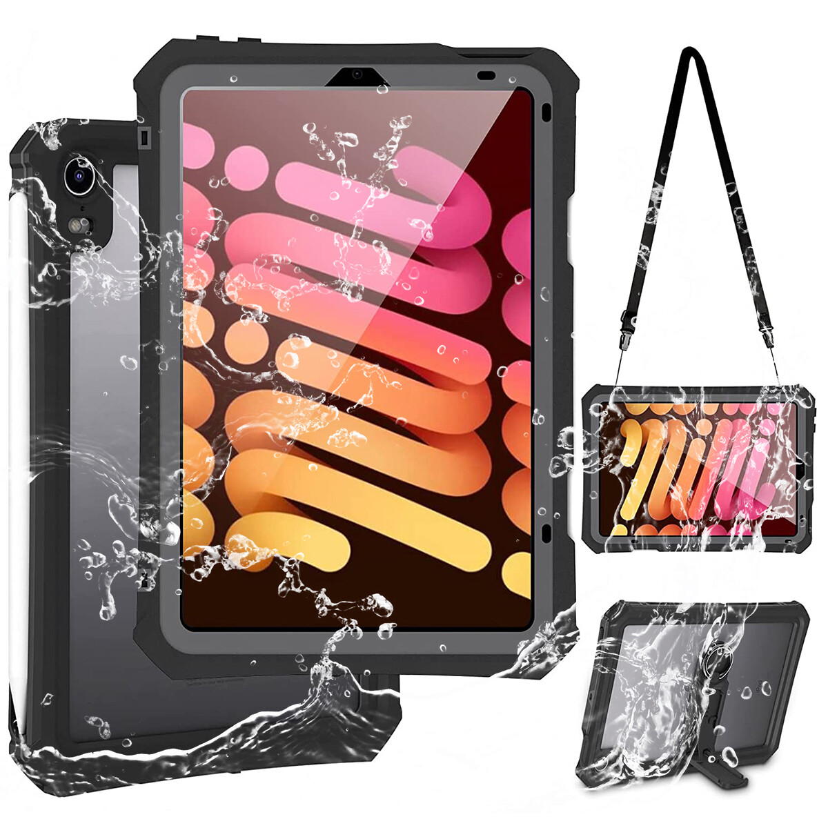Waterproof Case For iPad Mini 6th Generation 8.3"Full Body Shockproof Pen Holder