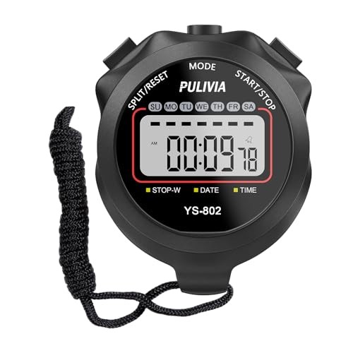Black Multi-Function Stopwatch Timer - Digital for Sports - Multi-function