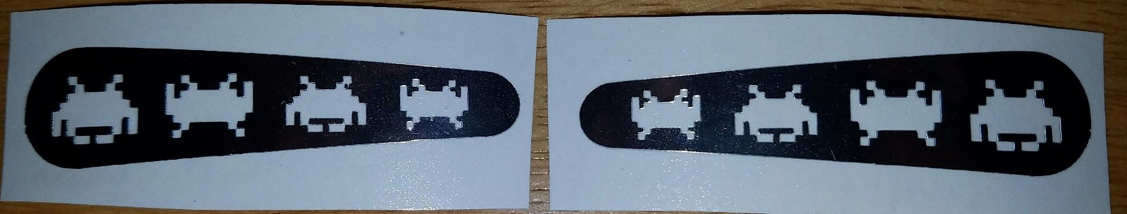 SPACE INVADERS CHROME PINBALL FLIPPER DECALS from METAL-MODS CHROME CAPS