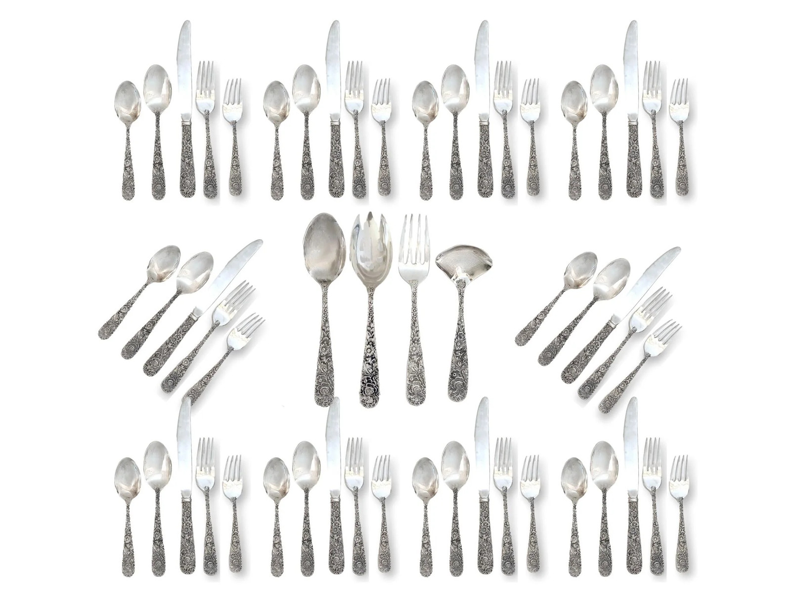 Godinger Olde Bouquet Flatware Service for 10 with Serving Pieces
