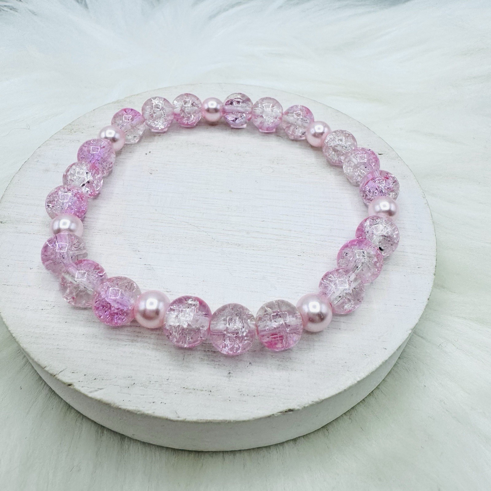 Gradient Glass Beaded Bracelet Style A Pink