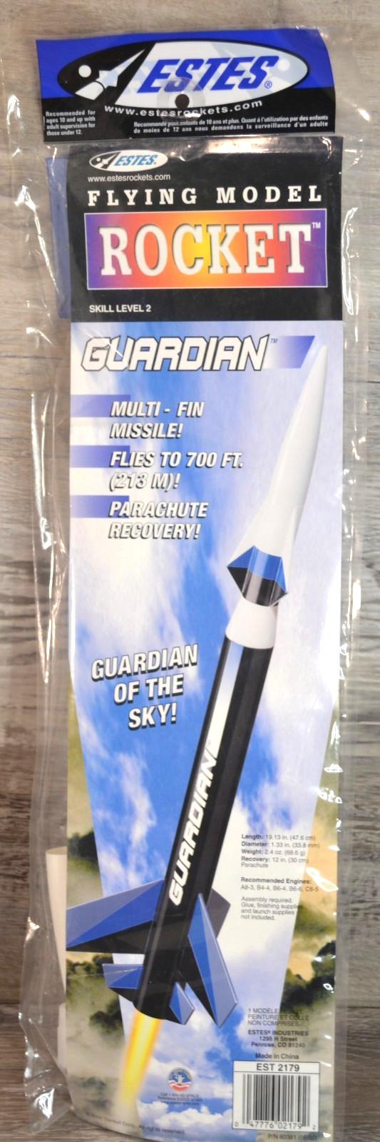 Estes Guardian Flying Model Rocket Kit #2179 Multi-Fin Missile Sealed