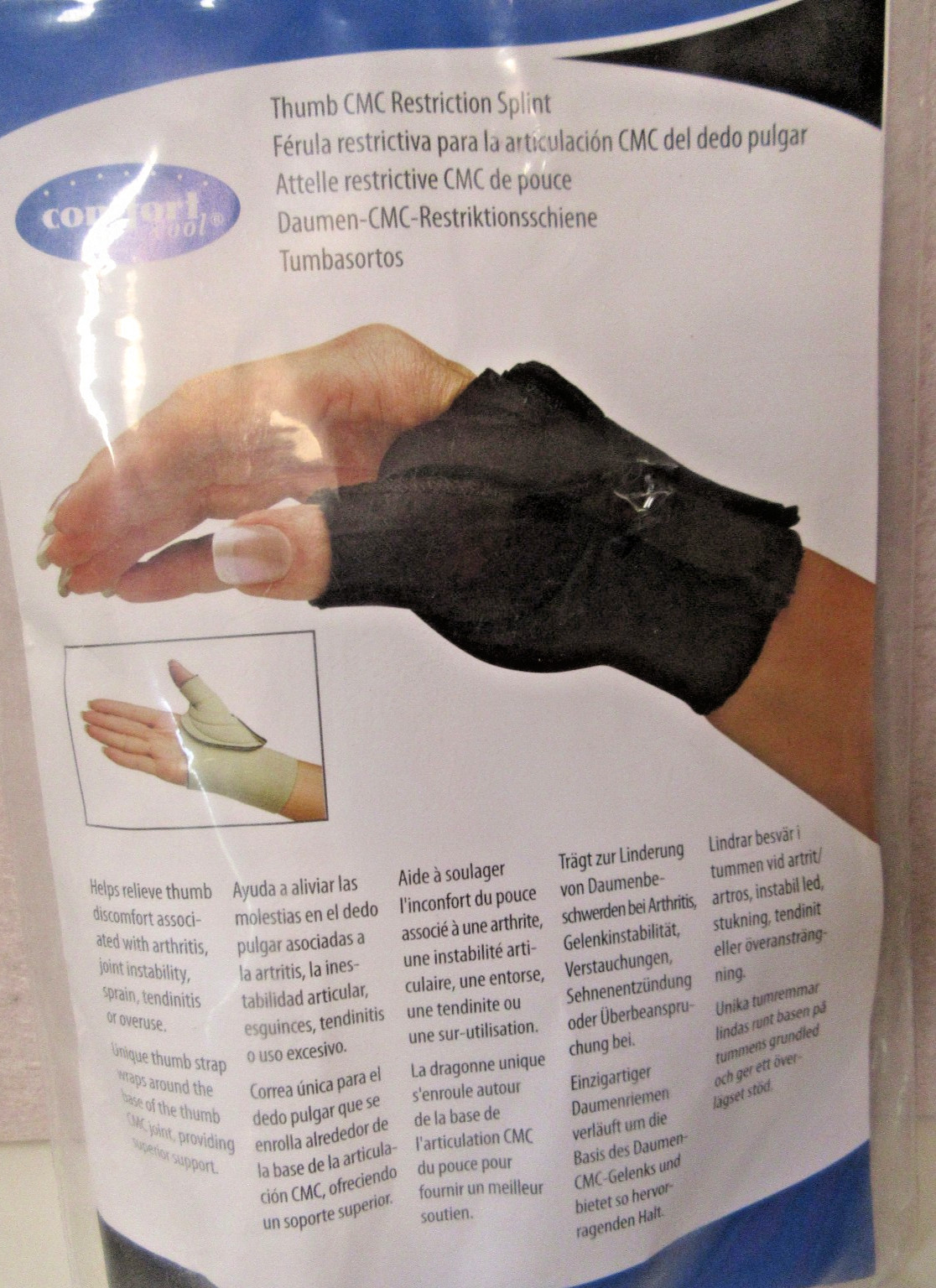 NEW Comfort Cool Thumb CMC Restriction Splint BEIGE RIGHT LARGE NC79589