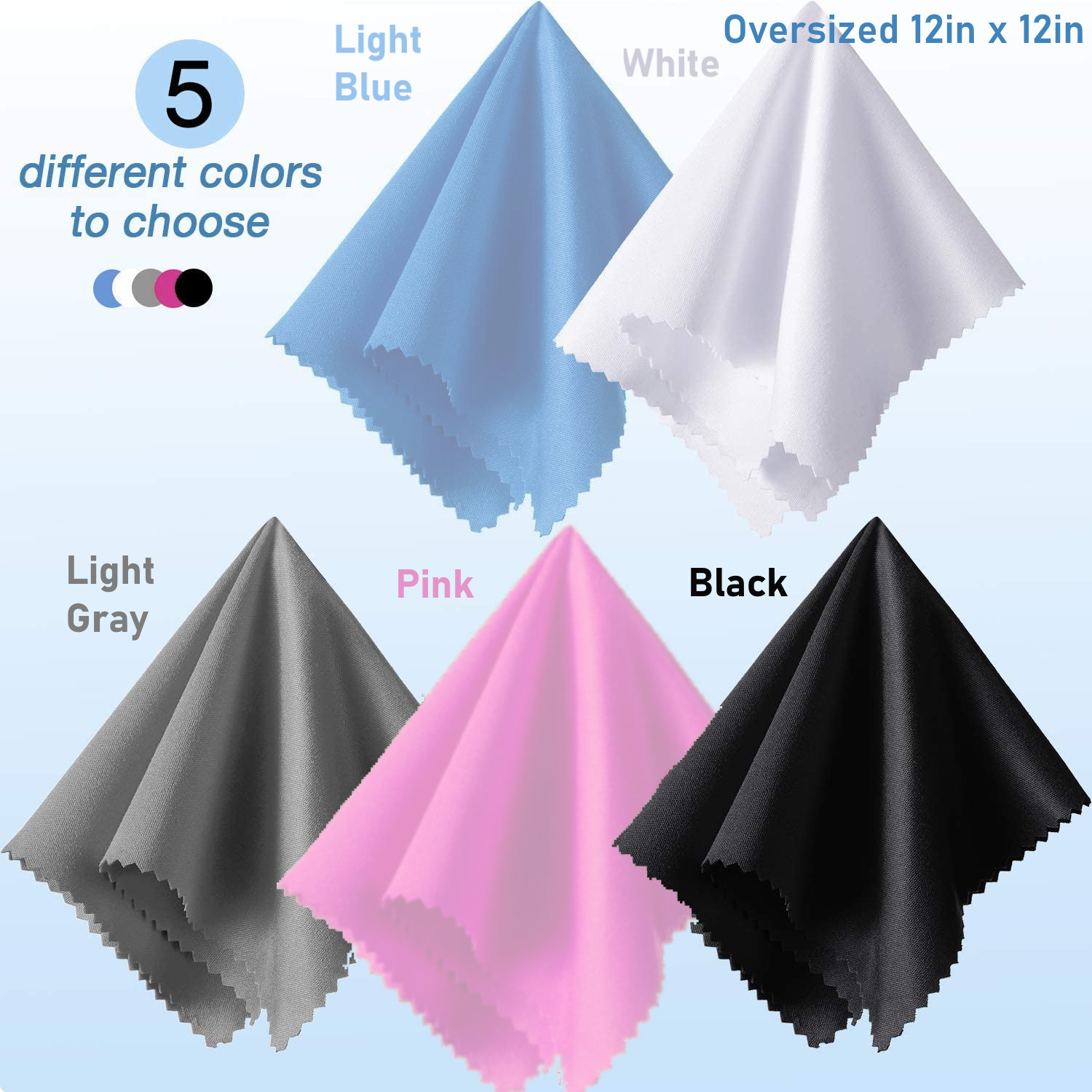 Oversized Microfiber Cleaning Cloth 12" X 12" for Screens Lens Phone-Multicolor