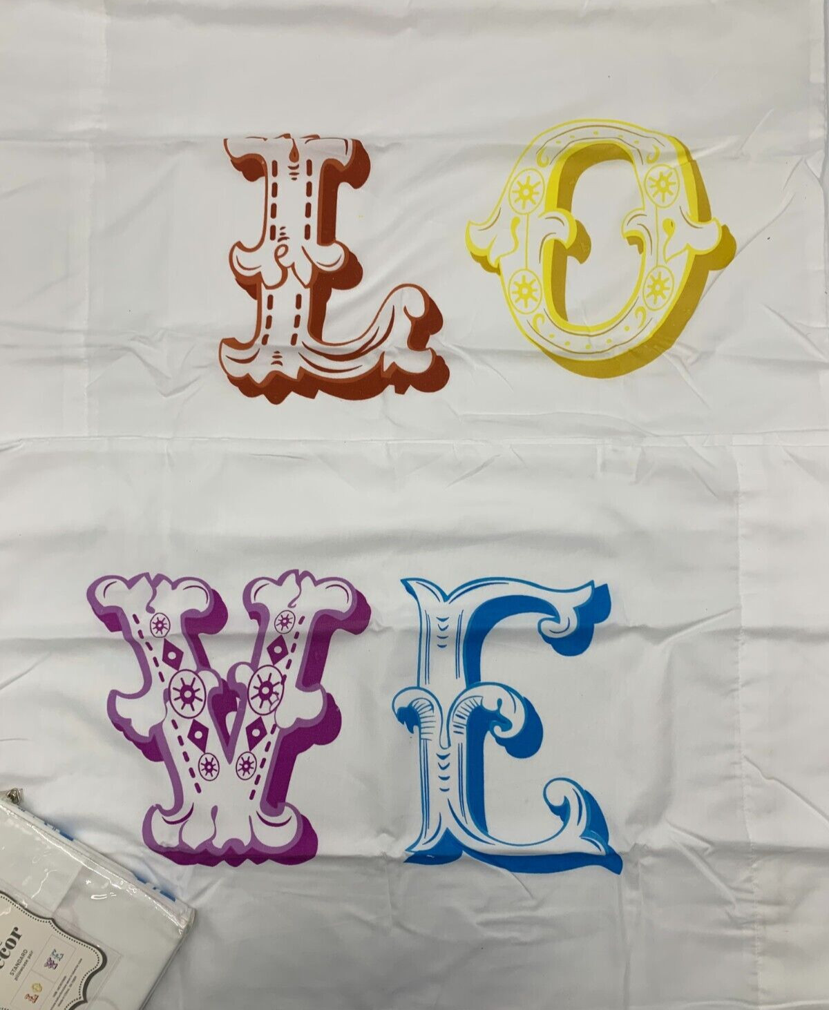 Rue Decor Love Pillowcase White Pair S/ 2 Standard H423