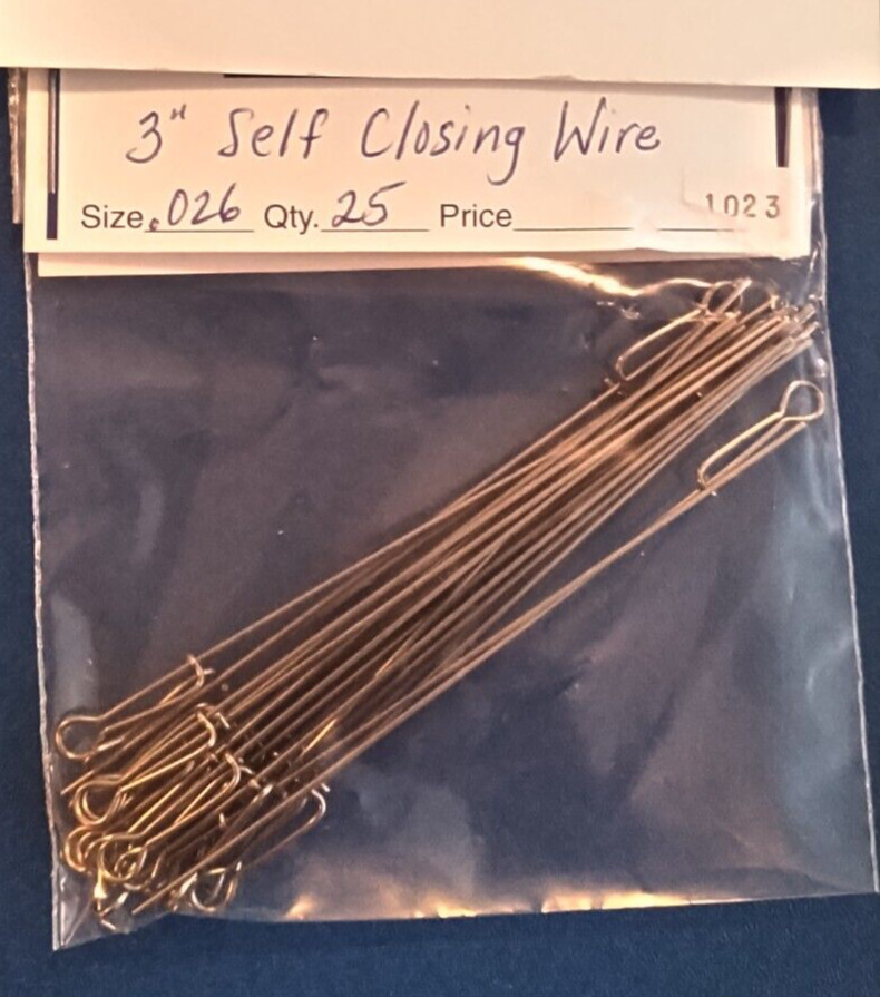 25 SELF CLOSING STAINLESS STEEL LURE SHAFT WIRE FORMS 3"
