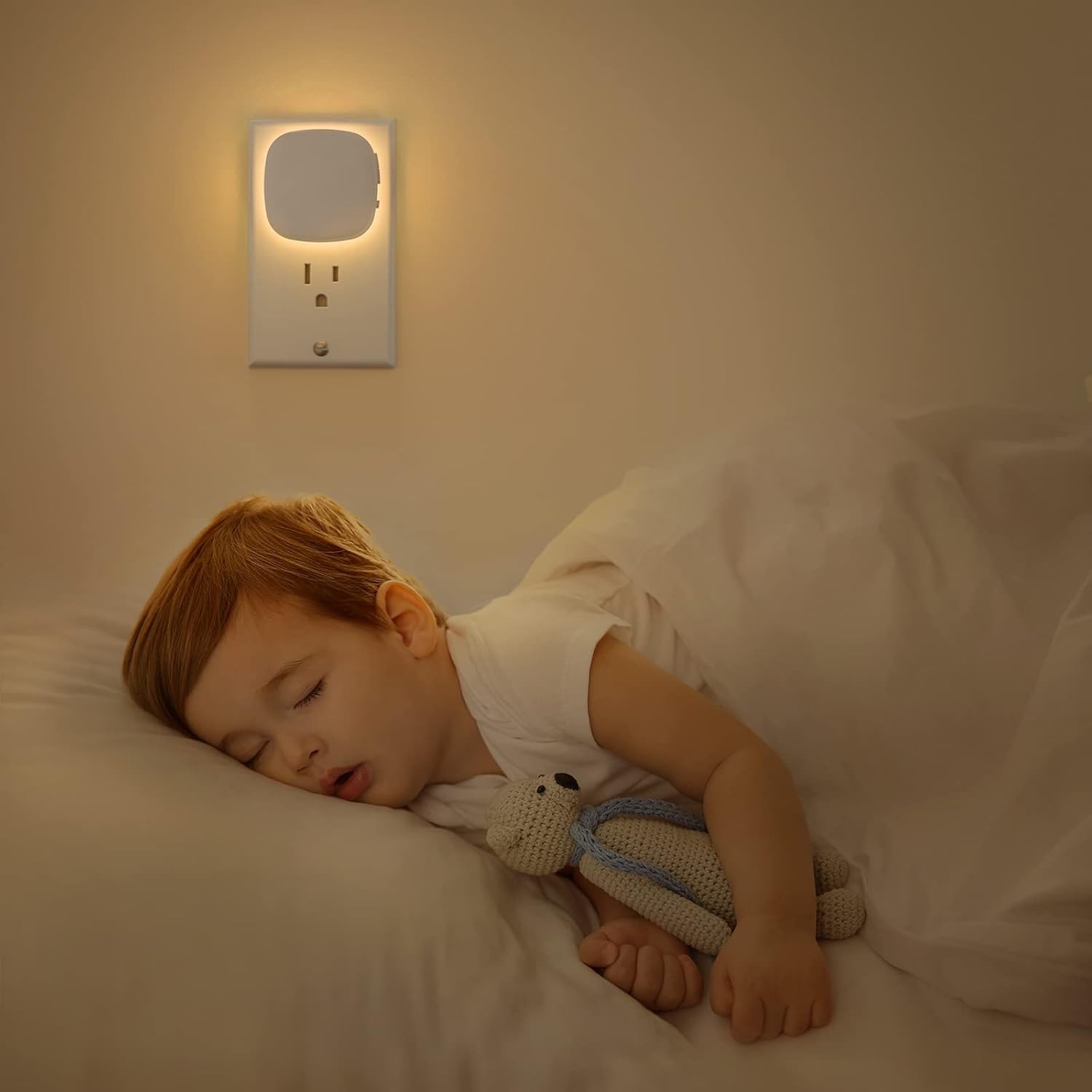 AUVON Plug-in LED Backlit Night Light with Motion Sensor & Dusk to Dawn Sensor,