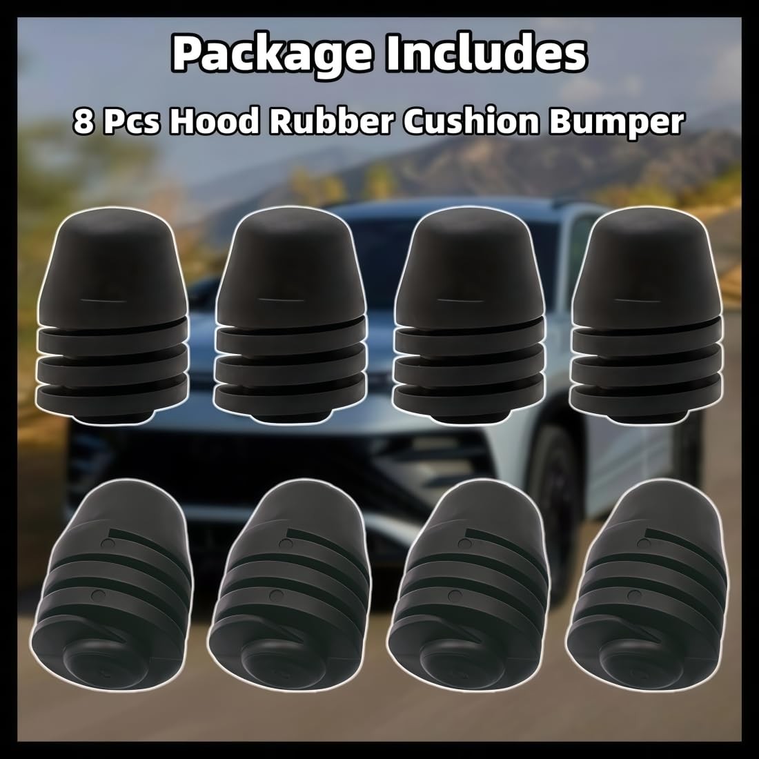 8 Pcs Hood Rubber Cushion Bumper Bonnet Spin Stops Black