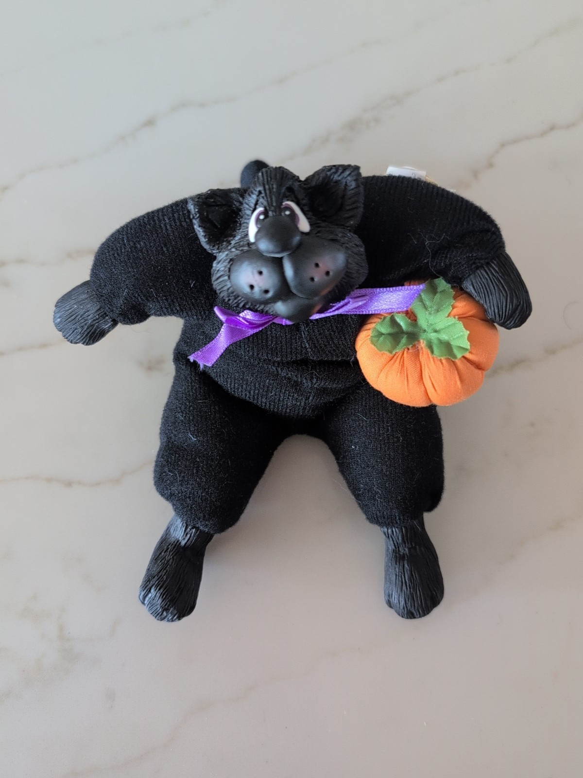 NWT Russ Li'l Treaters Trick Halloween Black Cat w Pumpkin + Composite Head Paws