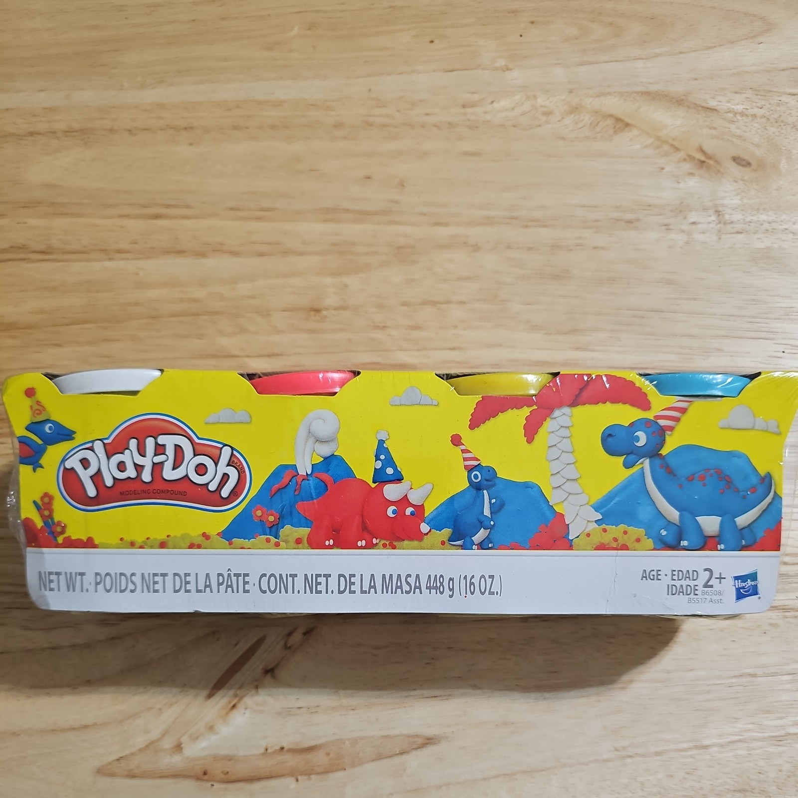 Hasbro Play-Doh Modeling Compound 4 Pack Colors Red, White, Blue, and Yellow