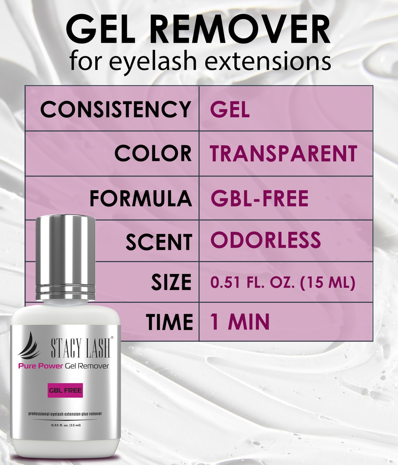 STACY LASH Eyelash Extension Remover (0.51 fl.oz / 15 ml) / Transparent