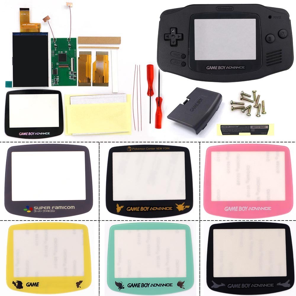 Non-laminated GBA IPS V5 LCD Backlight kits W/Shell 720x480 Retro Pixel Menu