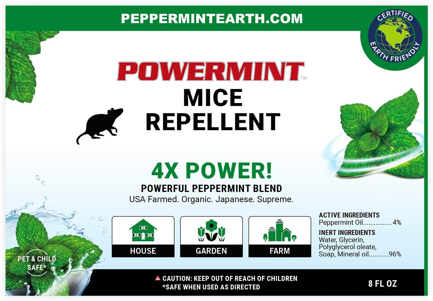 Powermint Peppermint Oil Mice Spray 8Oz (Pack of 2)