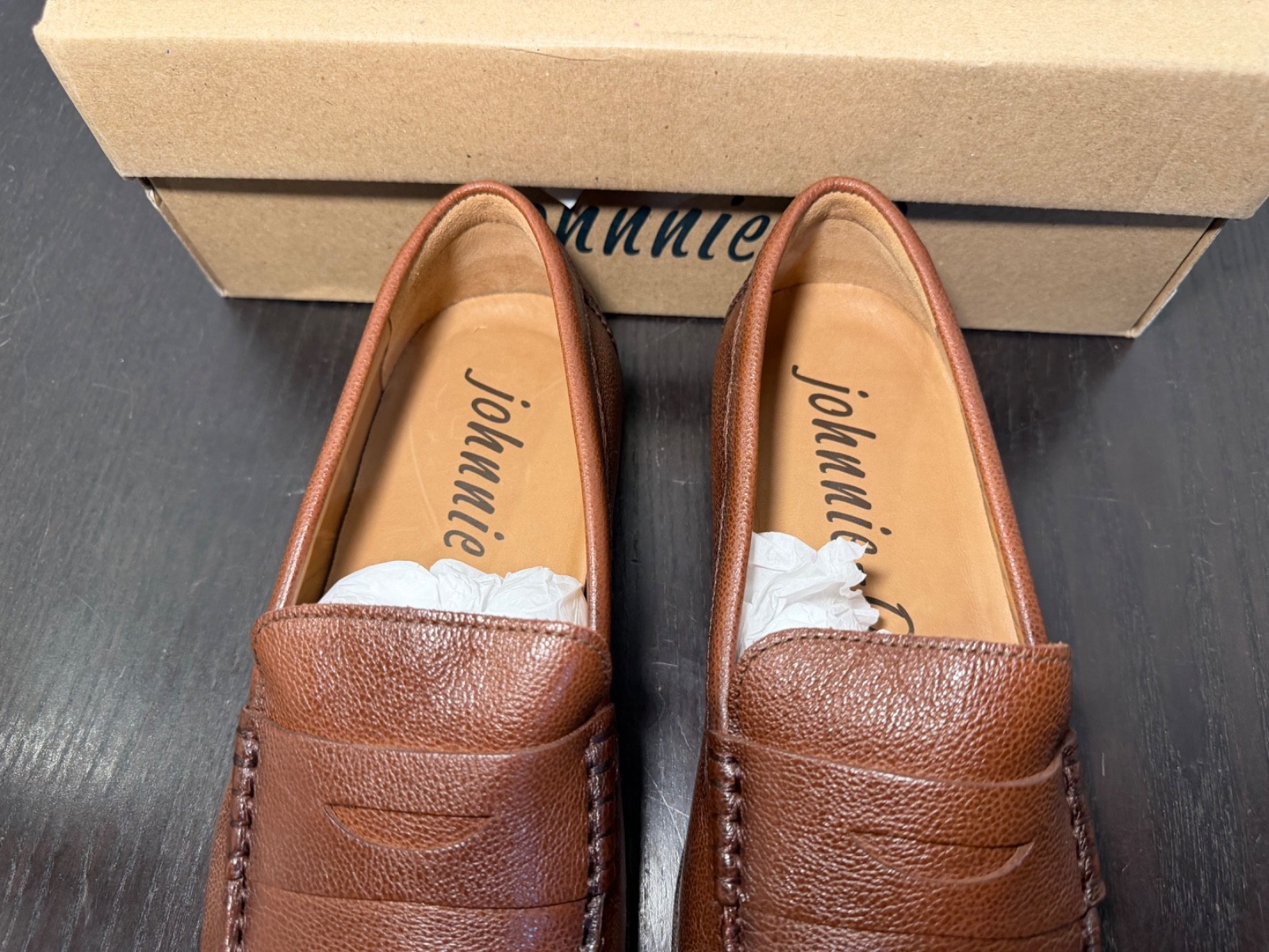 Johnnie-O Moxy Leather Penny Loafers Shoes Bourbon Brown Mens 10M