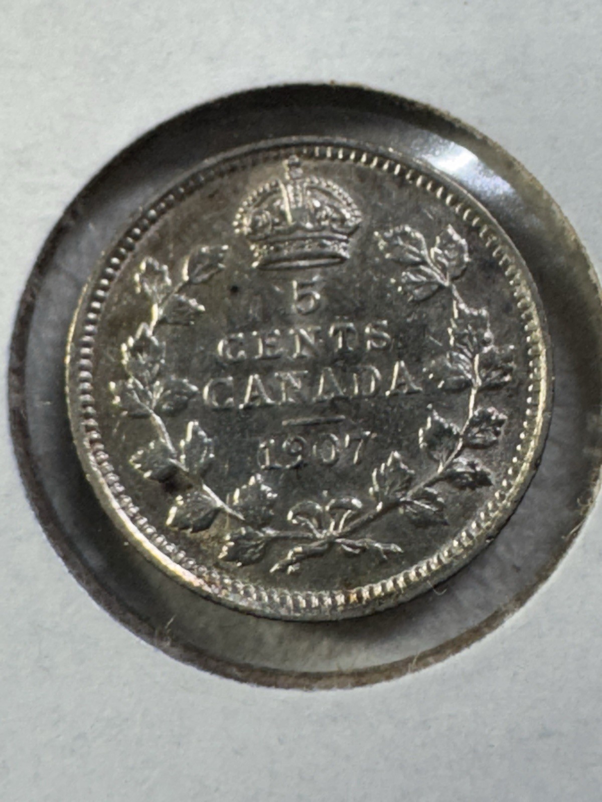 1907 Canada 5 Cents Small Silver Coin Cleaned