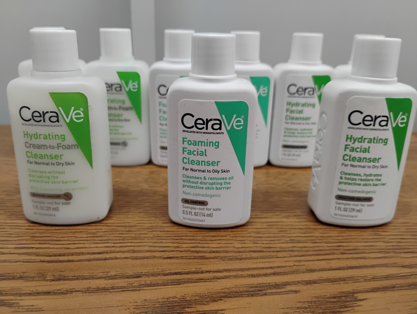 9 Pack Sampler of Cerave Foaming/Cream To Foam/Hydrating Facial Cleanser