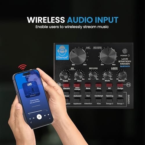 IDANCE Professional Wireless Audio Mixer, 8 Channel Bluetooth Broadcasting...