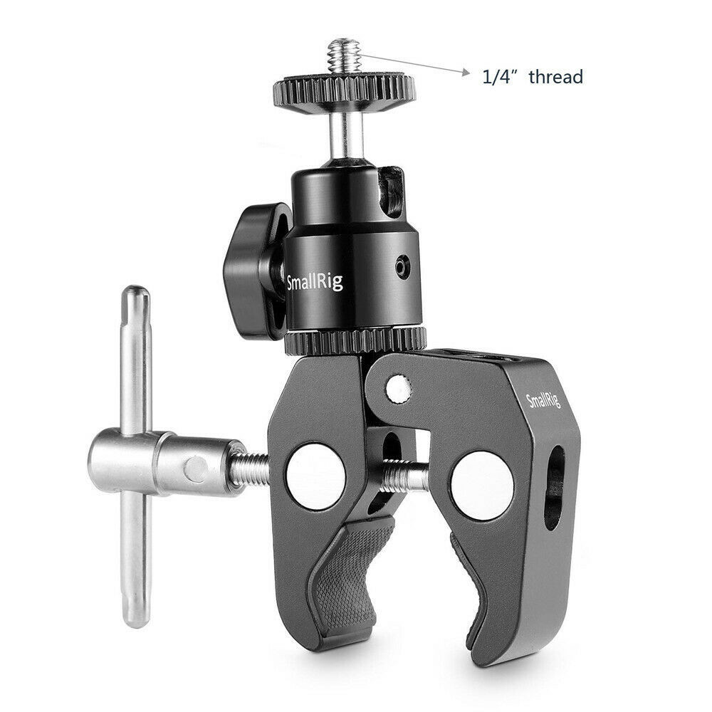 SmallRig Super Clamp Mount Adjustable Camera Mount Clamp w/ 1/4" Screw Ball Head