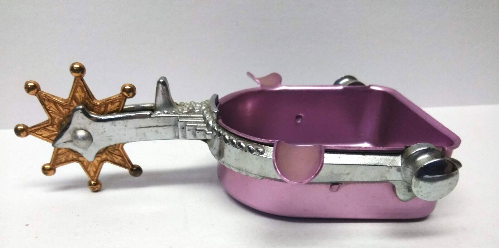 Rare Novelty Purple Spur W/ Chrome Accents Trinket Cup / Dodge City Area Find!