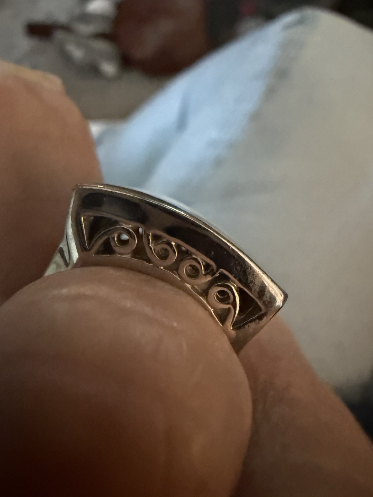 925 Sterling Silver Ring Engraved Initial "M" Vintage Size 9 16.5g