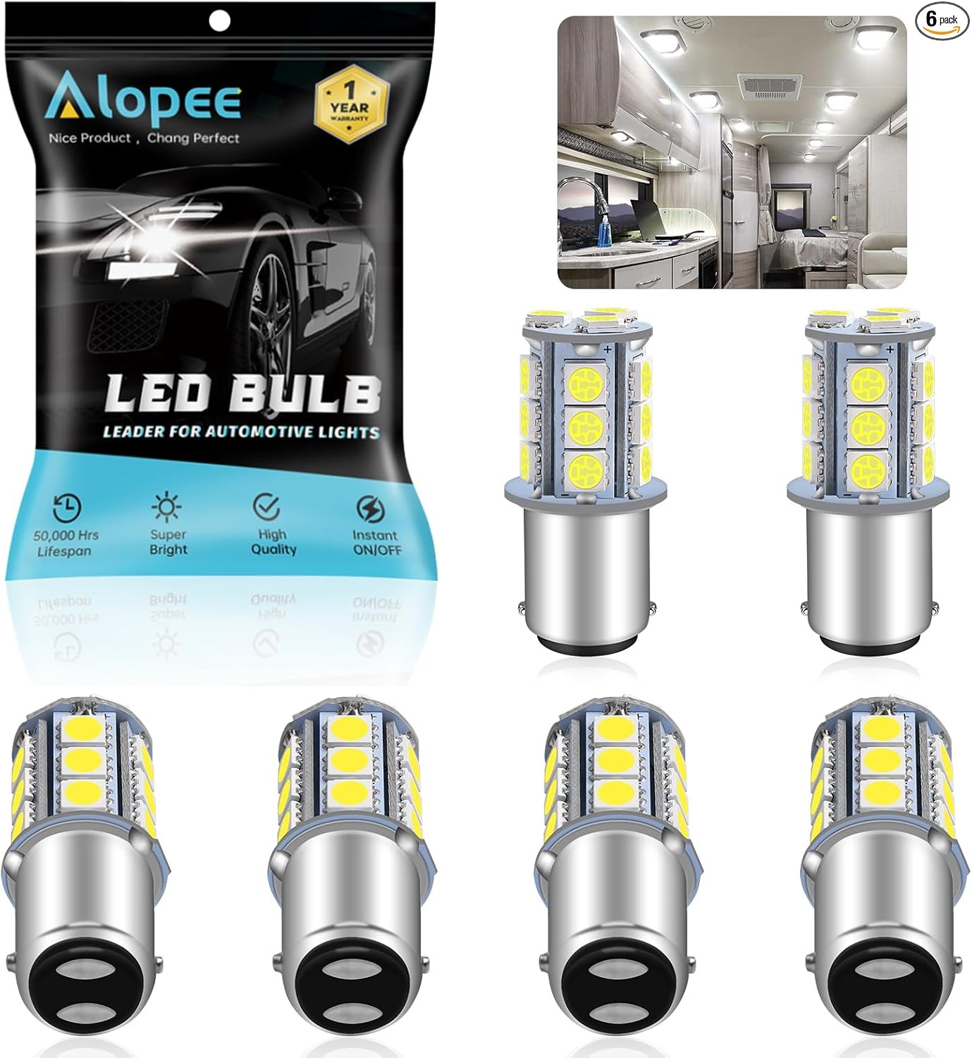 6 Pack Non Polarity cec 1076 Bulb Led 1142 Led Bulb Bright Whi Color: 6x-White