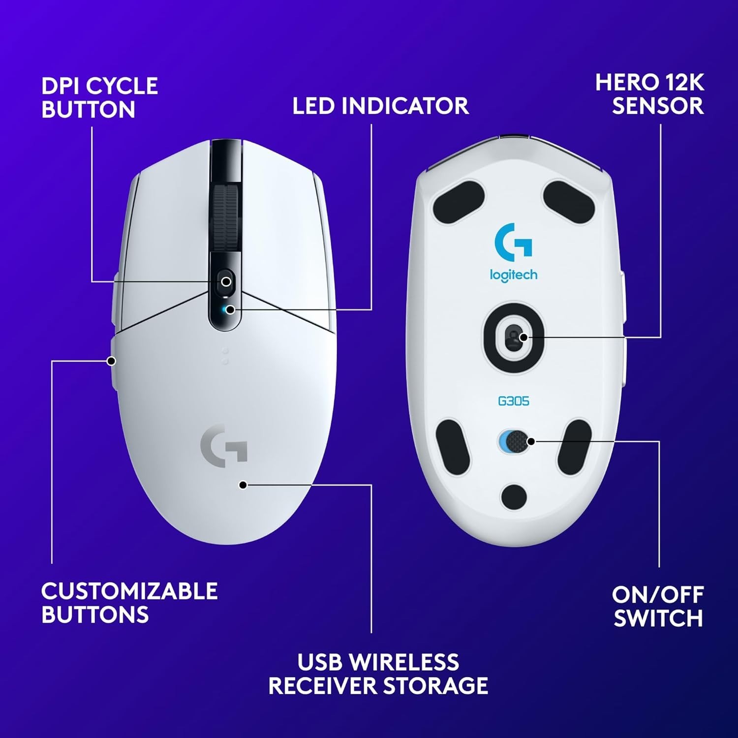 Logitech 305 LIGHTSPEED Wireless Gaming Mouse 12,000 DPI - Ultimate Precision