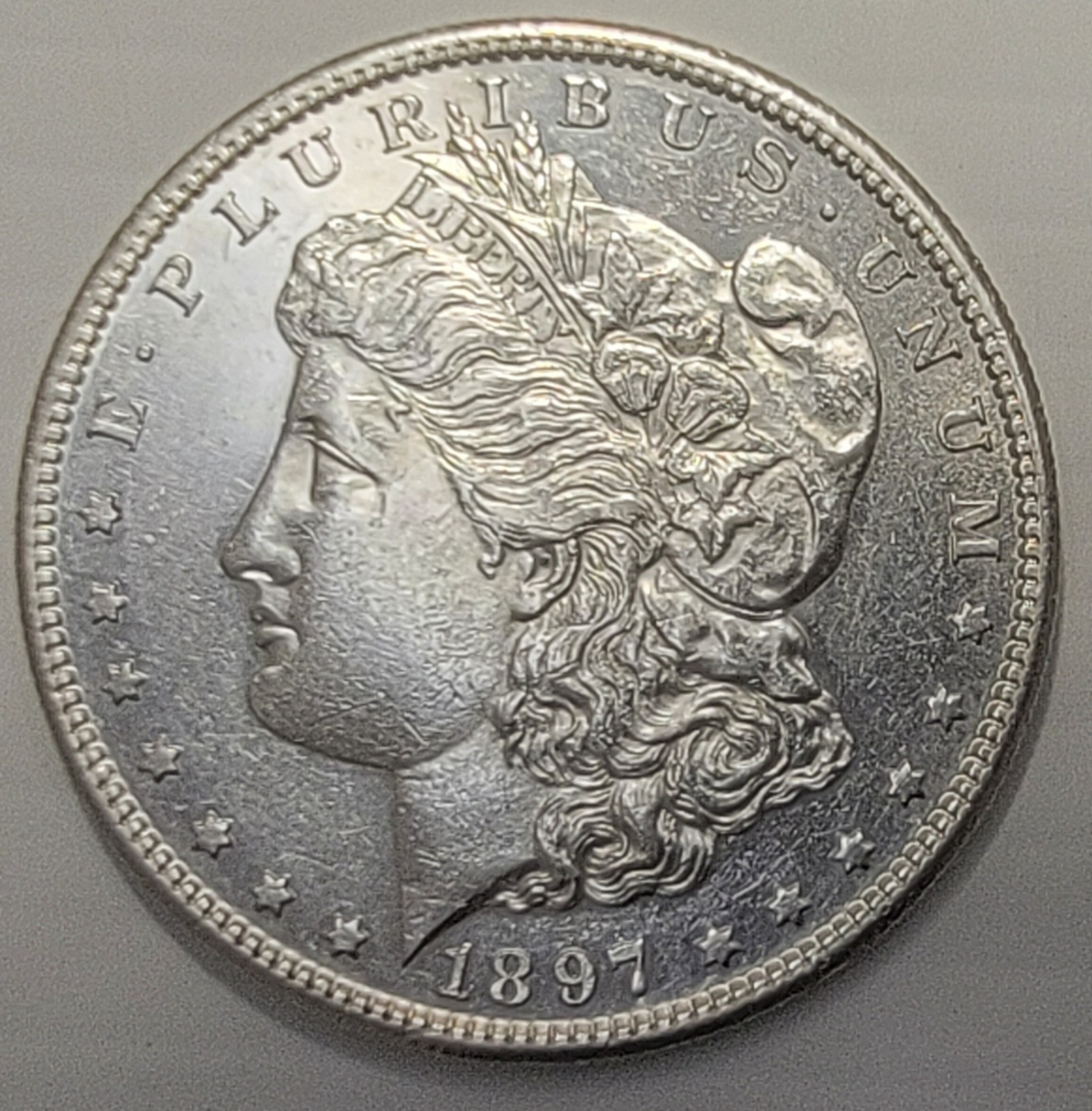 1897-S MORGAN SILVER DOLLAR IN HIGH-QUALITY CONDITION, FULL OF EXCELLENT DETAIL