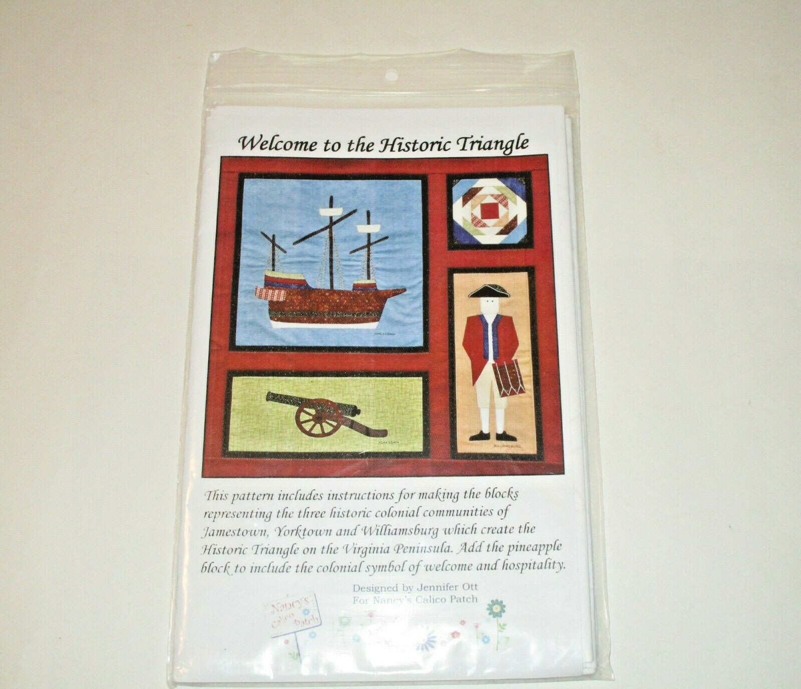 Quilt Pattern WILLIAMSBURG Historic Triangle Bernina  37" x 37" Jennifer Ott
