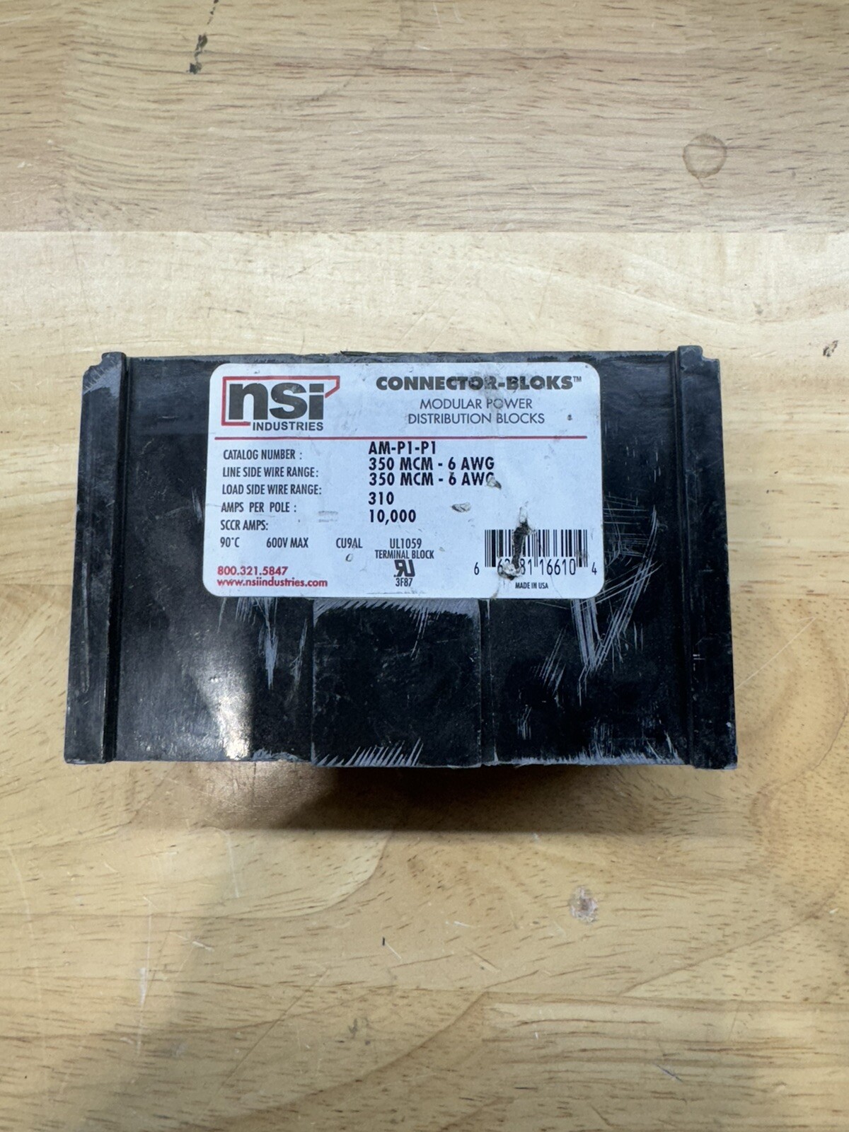 NSI AM-P1-P1 Connector Block 350 MCM 6 AWG New Surplus No Box