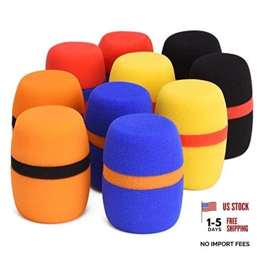 10 Pack Colorful Foam Mic Cover Handheld Microphone Windscreen, Foam Mic