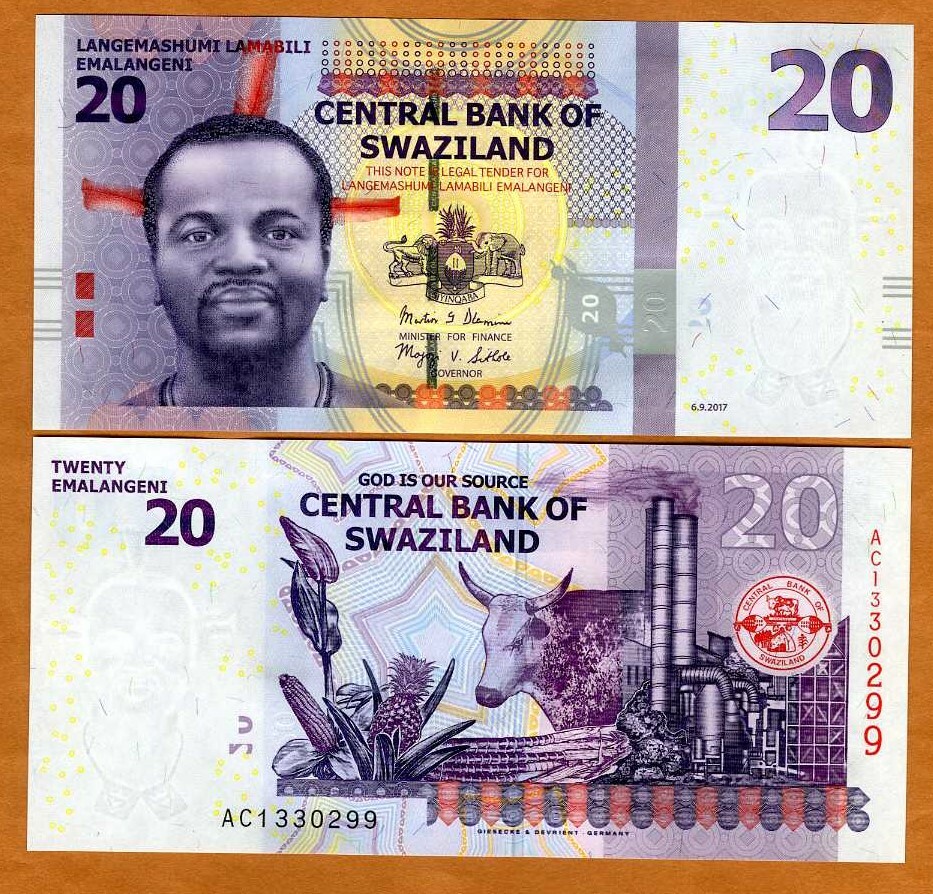 Swaziland, 20 Emalangeni, 2017 P-37c, AC-Prefix, UNC
