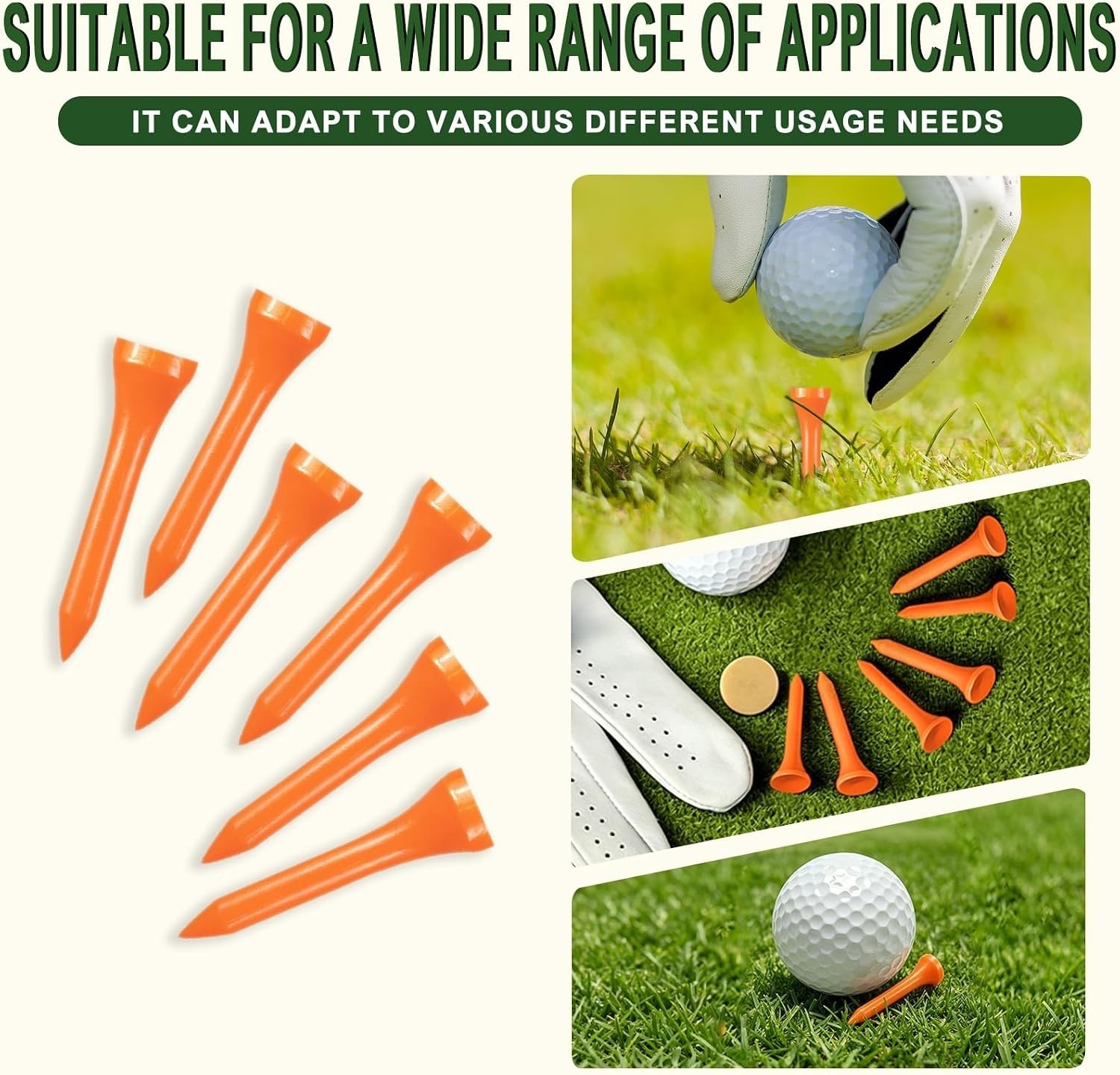 High-Quality Wooden Golf Tees - 100 Count, Various Sizes and Colors Available