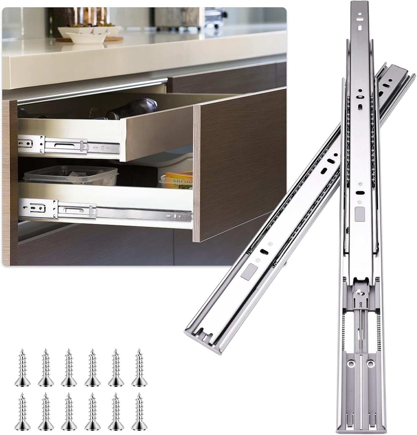 12 inch Drawer Slides 4 Pairs (8pcs) Soft Self Close Full Extension Ball