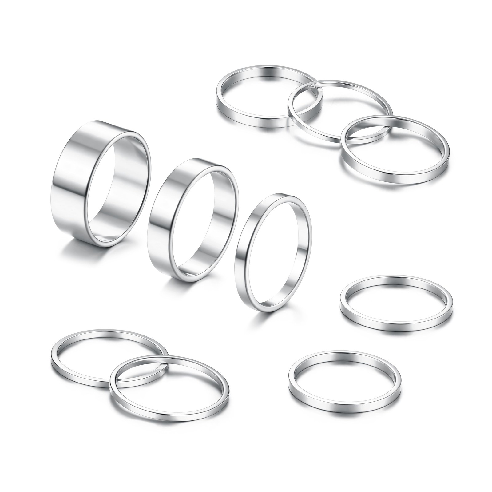 Silver Rings for Women Non Tarnish Stainless Steel Rings Set Dainty Gold Band...