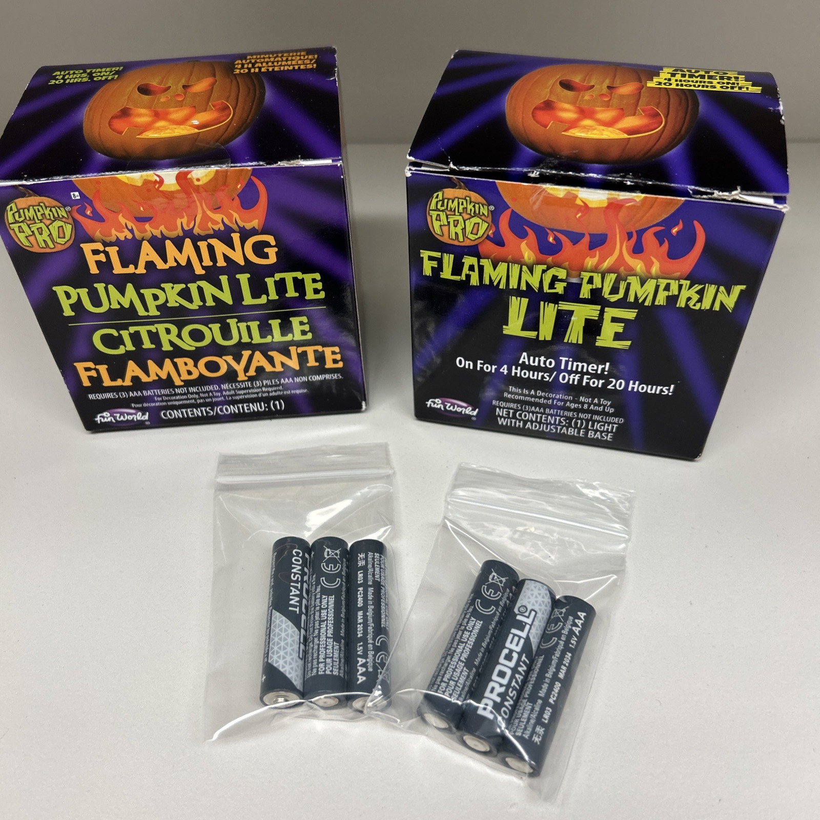 Lot Of 2 Pumpkin Pro Halloween Flaming Pumpkin Light Timers