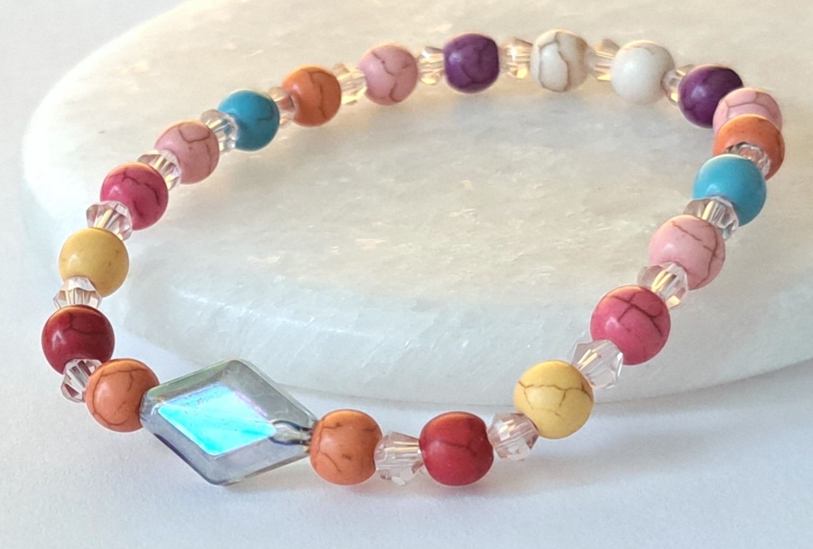Handmade Free-Spirit Bracelet - Turquoise-Pattern, Boho Style, 17.5 cm / 6.9 in