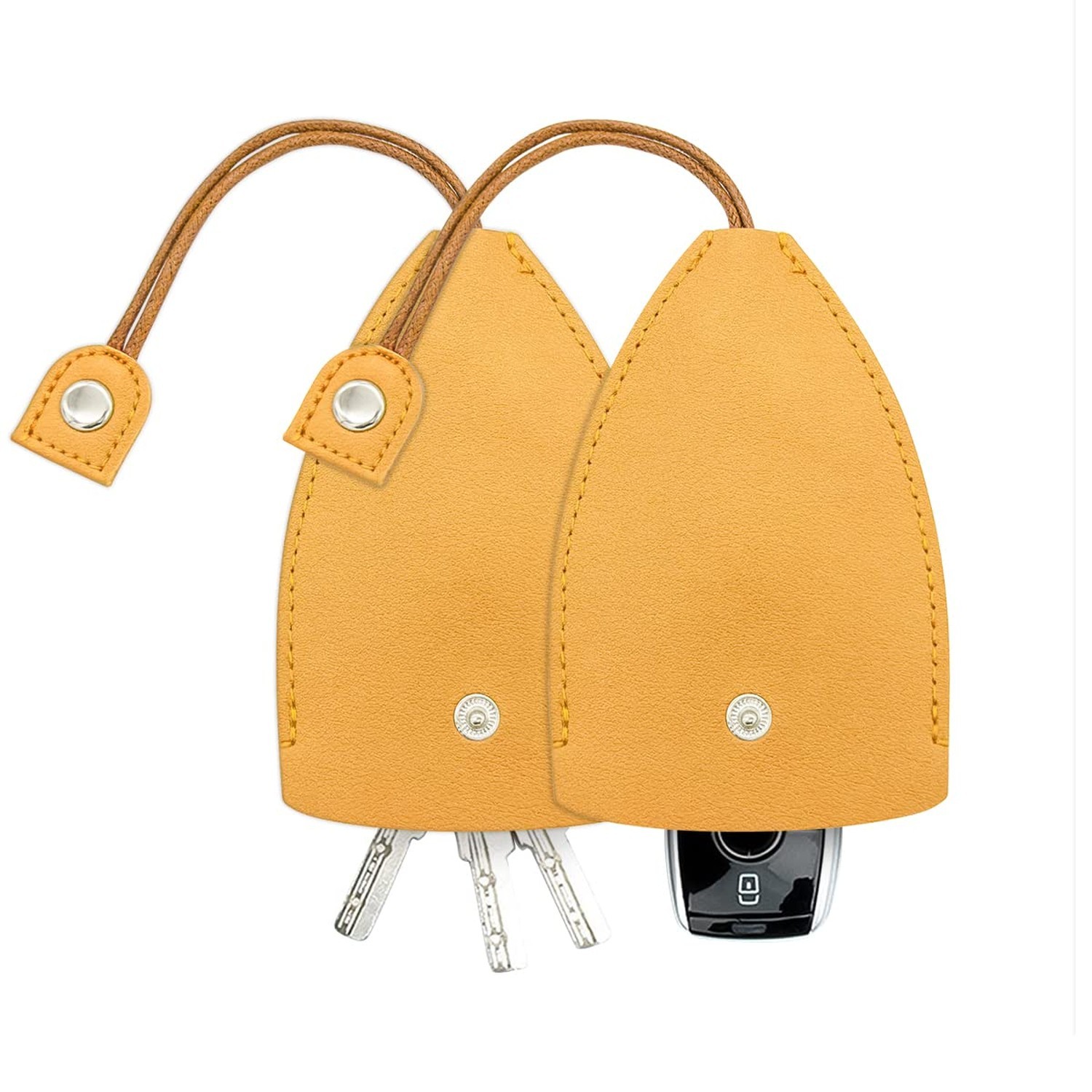 Car Key Case, 2PCS Creative Pull-Out Key Sleeve Keychain Bags, PU Leather Lar...