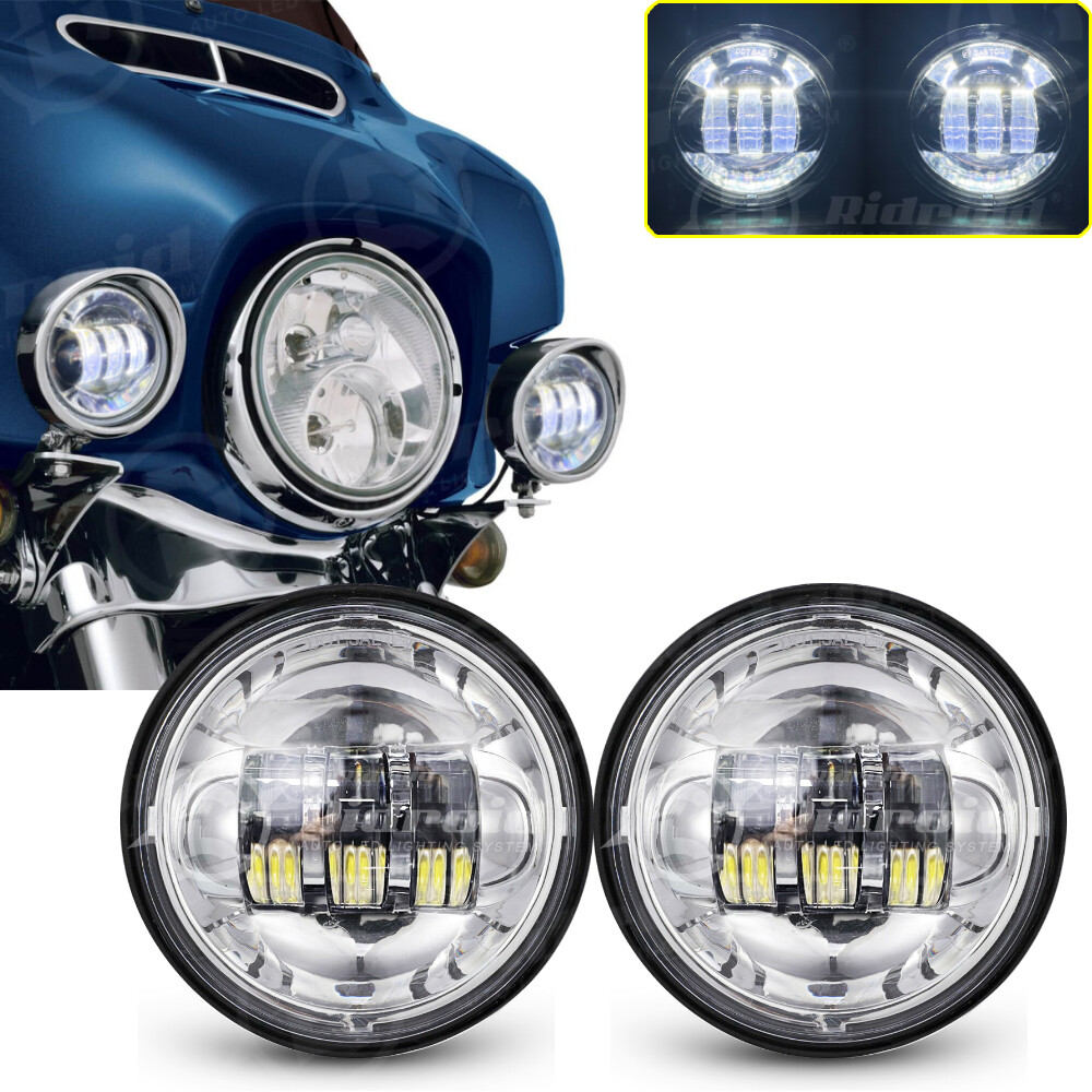 Chrome 4.5" Inch LED Passing Lamp Spot Fog Lights for Harley Davidson Motorcycle