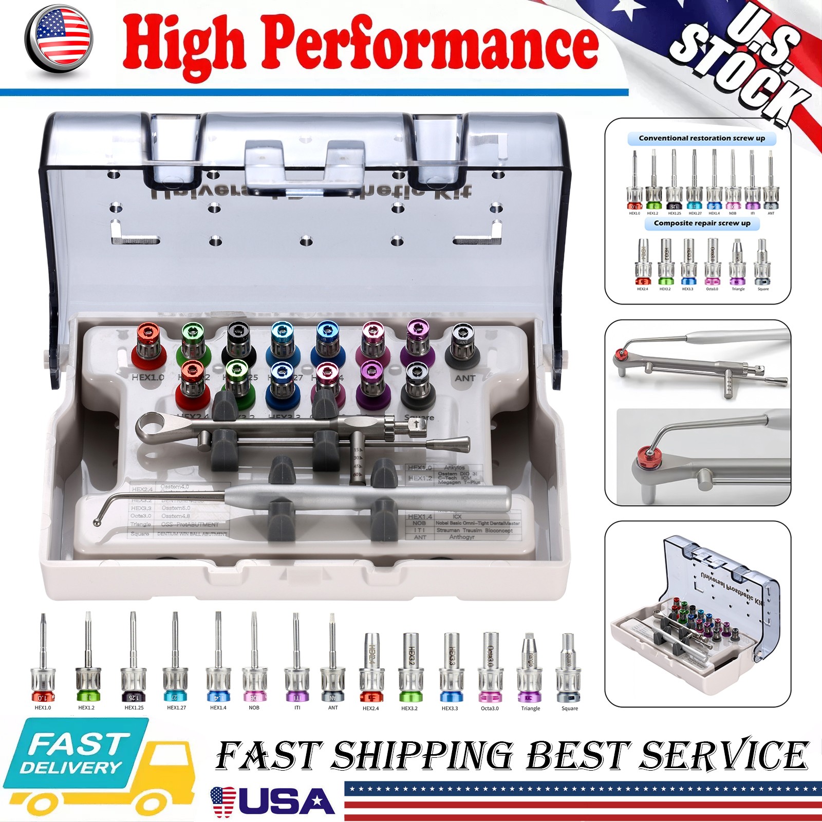 Universal Implant Prosthetic Kit-Screwdriver Multi-Unit Abutment Driver Wrench
