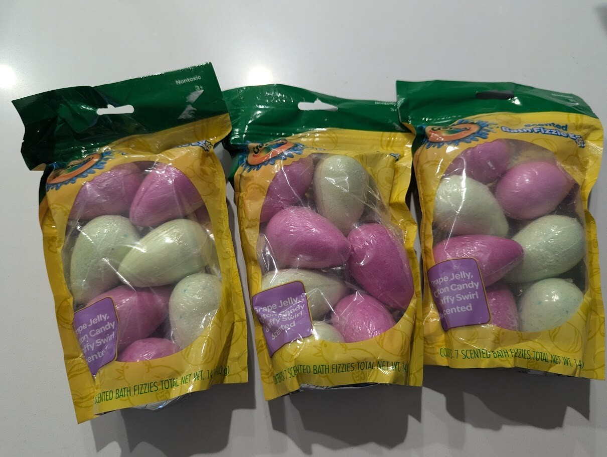 3 Packs Crayola Bath Fizzies Sealed nontoxic 3+ years cotton candy grape taffy