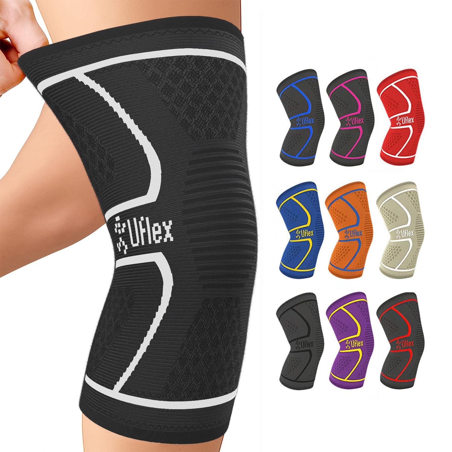 Knee Compression Sleeve for Pain Relief, Support, Recovery, and Workouts