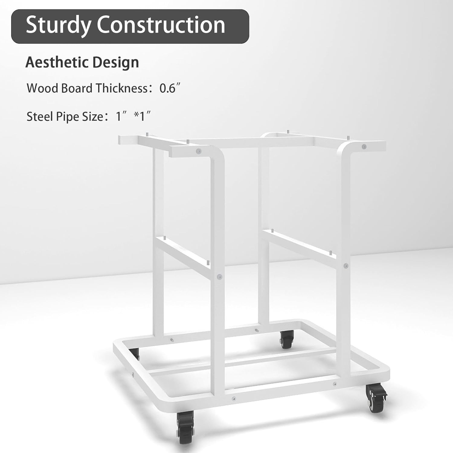 White Printer Stand 3 Tier Rolling Cart