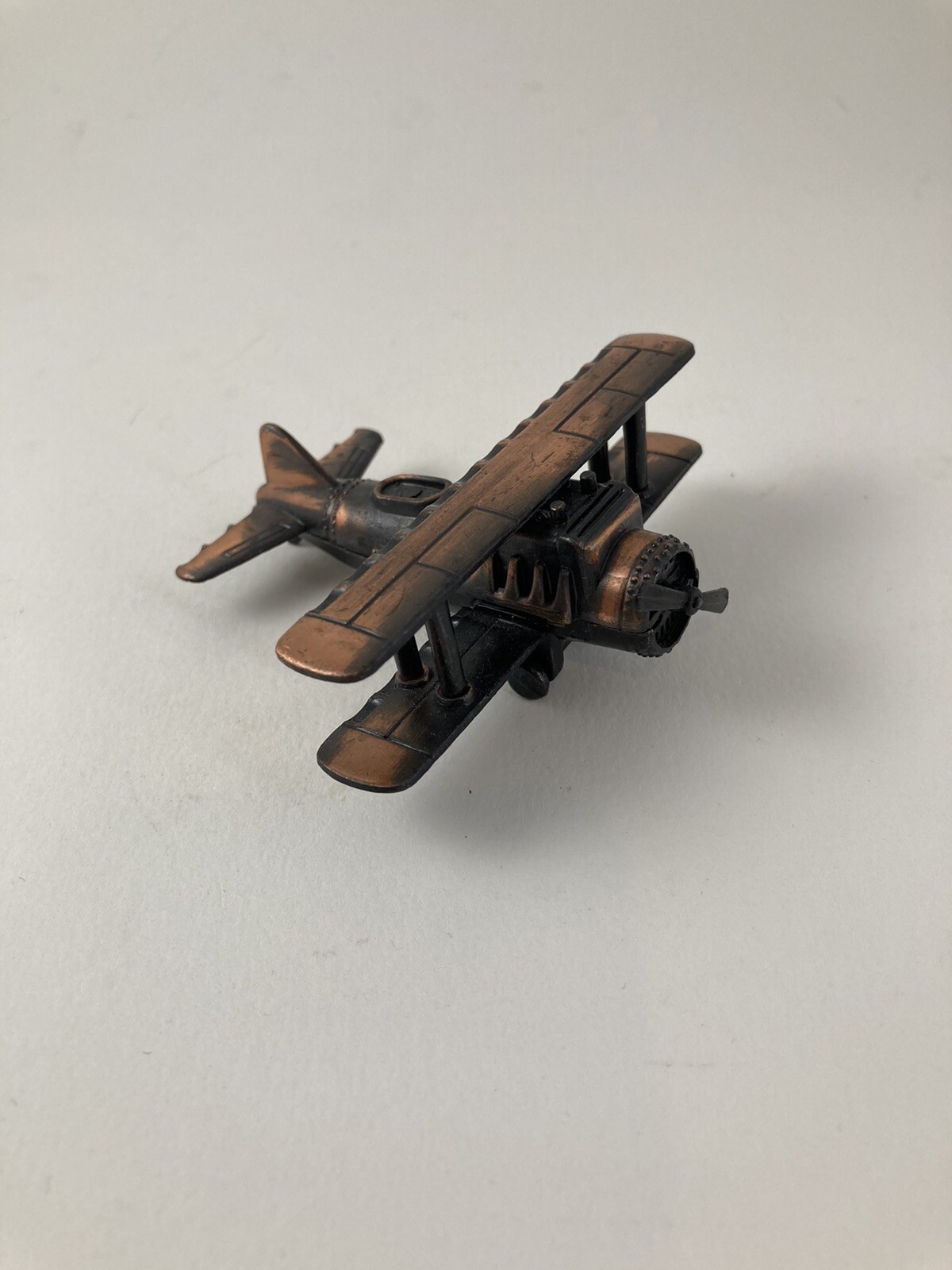 Metal Die-Cast Copper Look Pencil Sharpener Bi-plane Airplane